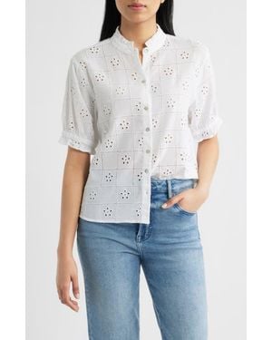 Cloth & Stone Eyelet Embroidery Woven Shirt - Blue