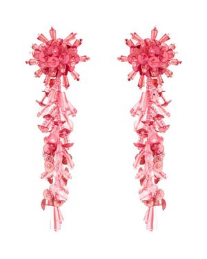Oscar de la Renta Bouquet Cascade Clip-On Earrings - Red