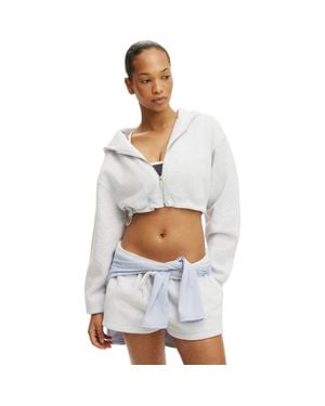 Cotton On Active Plush Micro Cropped Zip Through - White