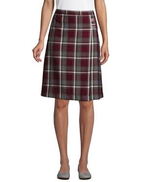 Lands' End School Uniform Young Plaid A-Line Skirt Below The Knee - Purple