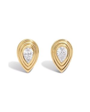 Adina Reyter Groovy Lab Grown Diamond Pear Stud Earrings - White