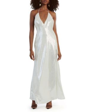 slim fit dress slacks Lea Contrast Halter Neck Mini Dress Cream/Black main image 1