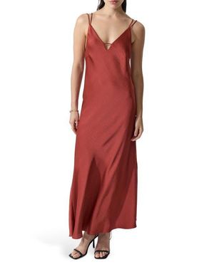 DELUC Sienna Strappy Hammered Satin Maxi Dress
