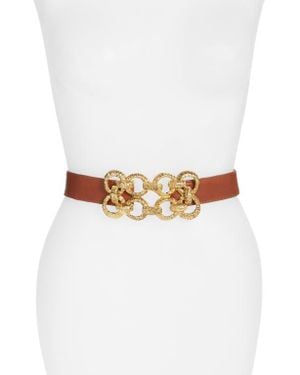 Raina Leather Stretch Belt - White