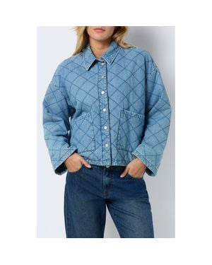 Noisy May Clara Quilted Denim Jacket - Blue