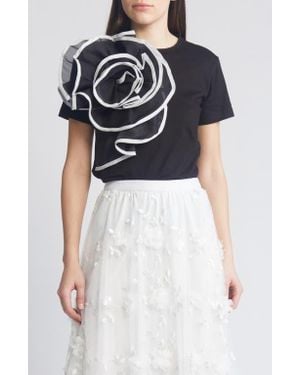NIKKI LUND Florence 3D Flower T-Shirt - Black
