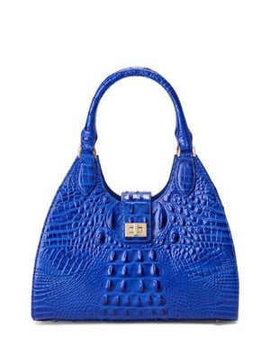 Brahmin Adrian Croc Embossed Leather Shoulder Bag - Blue