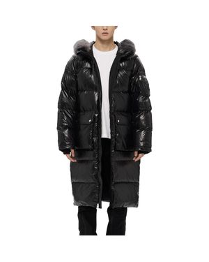 Alpha Style Audet Long Hooded Down Parka - Black