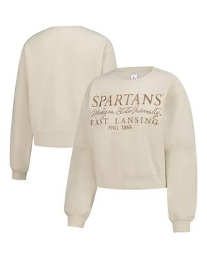 ZooZatZ Michigan State Spartans Cropped Crewneck Sweatshirt - Natural