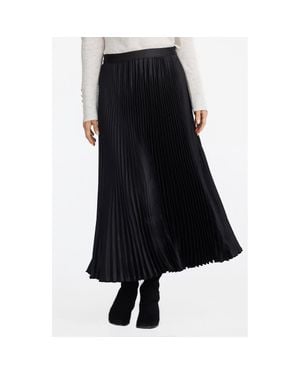 Brave+True Identity Pleated Satin Skirt - Black