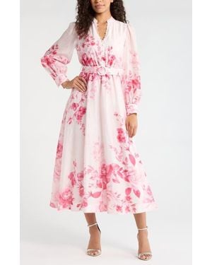 EVER NEW Rosalyn Floral Long Sleeve Belted Dress - Pink