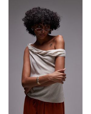 TOPSHOP Twist Shoulder Asymmetric Woven Top - Gray
