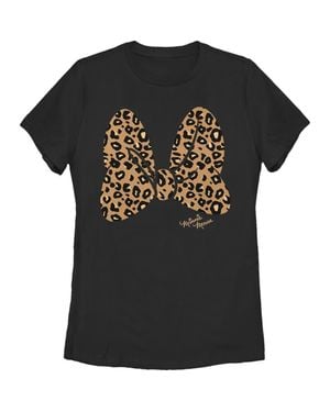 Mickey & Friends Cheetah Print Minnie Mouse Bow Graphic Tee - Black