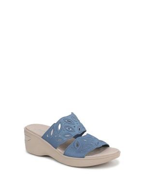 LifeStride Delight Platform Wedge Slide Sandal - Blue
