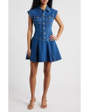 FREEMARKET Cotton Denim Mini Shirtdress - Blue