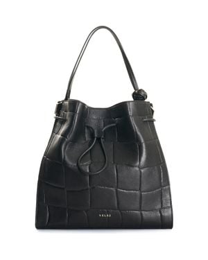 Velez Embossed Leather Tote Bag - Black