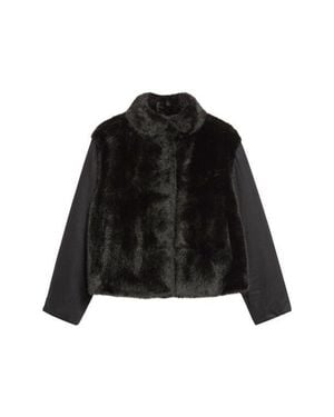 Herno Faux Fur Mixed Media Jacket - Black