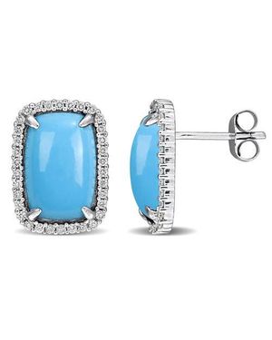 Julianna B Diamond Halo Earrings 14K - Blue