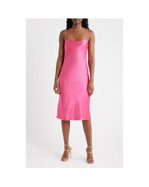 Jump Apparel Bow Back Satin Cocktail Slipdress - Pink