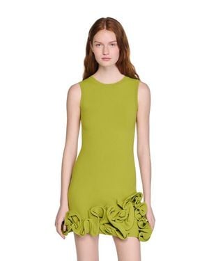 Sandro Floral Knit Mini Dress - Green