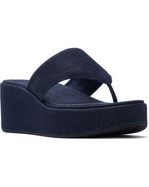 Fitflop Platfforms Denim Wedge Toe-Post - Blue