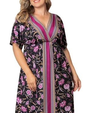 Kiyonna Wanderlust Floral Maxi Dress - Purple