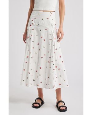 Solid & Striped The Gael Embroidered Midi Skirt - White