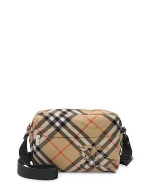Burberry Equestrian Knight Check Canvas Crossbody Bag - Multicolor