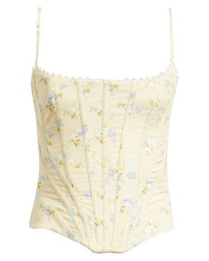 House Of Cb Kikki Stretch-Cotton Corset Top in White | Lyst