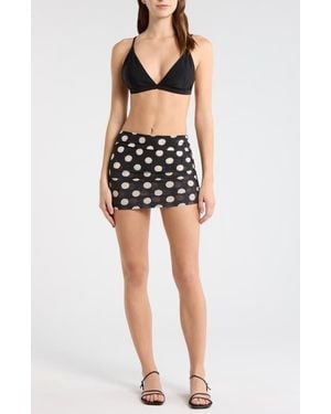 Montce Dot Ruched Cover-Up Miniskirt - Black