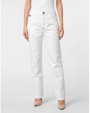 Philipp Plein Straight Fit Jeans Mini Roedge - White