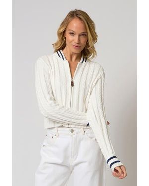 Central Park West Coen Cable Zip Up Bomber - White