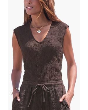 Lascana Sleeveless Textured Top - Brown