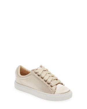 Chocolat Blu Satin Sneaker - White