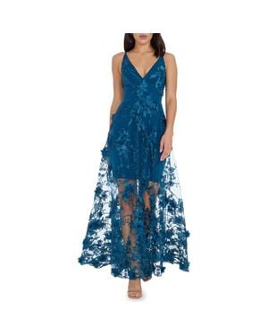 Dress the Population Anabel Sheer Lace Bustier Gown in Black | Lyst