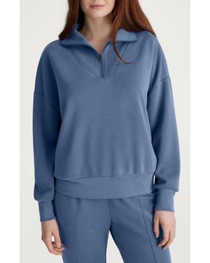 Tommy John Luxe Traveler Knit Quarter Zip Pullover - Blue