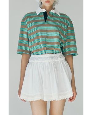 Maude Club Frankie Stripe Stretch Cotton Polo - Green