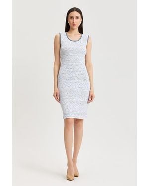 Ming Wang Soft Knit Knee-Length Sheath Dress - White