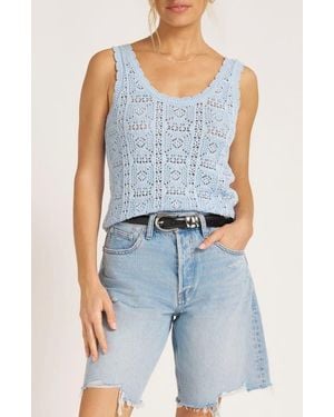 Matty M Lior Scoop Neck Crochet Tank - Blue