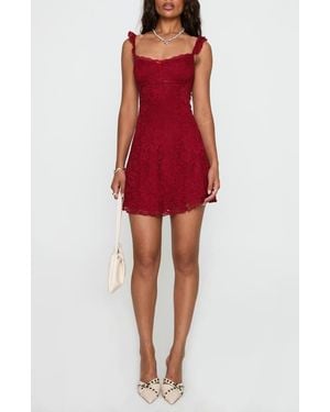 open lace back dress Burkes Mini Dress Red Check main image 0