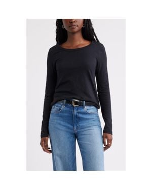 Caslon Long Sleeve Slub Crewneck T-Shirt - Black