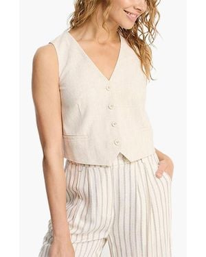 Lascana Linen Button Up Vest - White