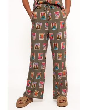 Petal & Pup Hana Print Tie Waist Wide Leg Pants - Multicolor
