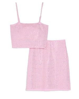 Theme Franki Studded Top And Skirt Set - Pink