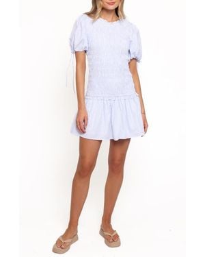 Petal & Pup Kaelyn Gingham Smocked Minidress - White