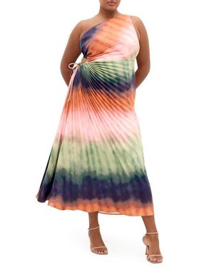 City Chic Aliza Print Cutout One-Shoulder Maxi Dress - Red