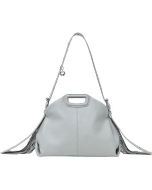 Maje Grained Leather Miss M Bag - Gray