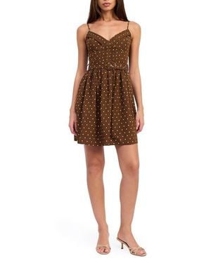 En Saison Stella Belted Fit & Flare Minidress - Brown