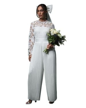 Coast Lisa Tan Lace Top Wide Leg Jumpsuit - Multicolor