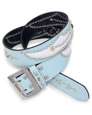 MNML Stud Leather Belt - Blue